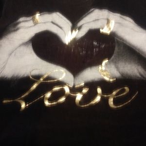 Women's Black Rayon Size LOVE Logo Blouse Top